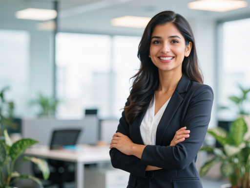 四十五岁左右女性顾问头像，穿职业套装，黑色外套，专业商务形象，背景简洁